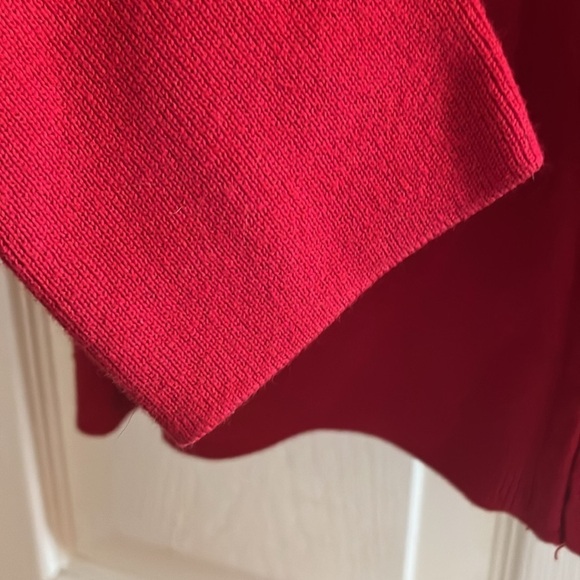 Talbots-M petite-red-rib detail,long sleeve, full zip,crewneck,cardigan sweater. - Picture 7 of 13